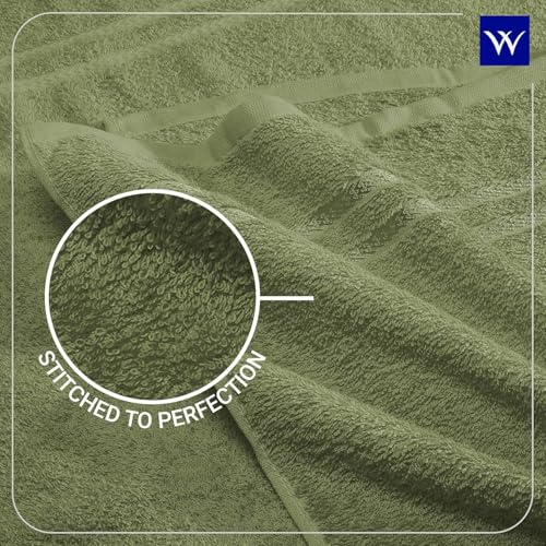 Image of Welspun 100% Cotton Quick Dry Bath Towel | High Absorbency Super Soft, Fast Drying Towels for Bath | 380 GSM Large Size 1 Piece Bath Towel for Men and Women | Sized 70cm X 150cm (Green)