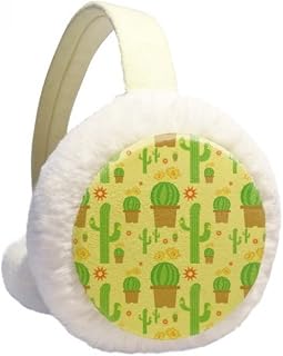 Protetor de orelhas de inverno com padrão de suculentas de plantas em vaso de cacto para ambientes externos