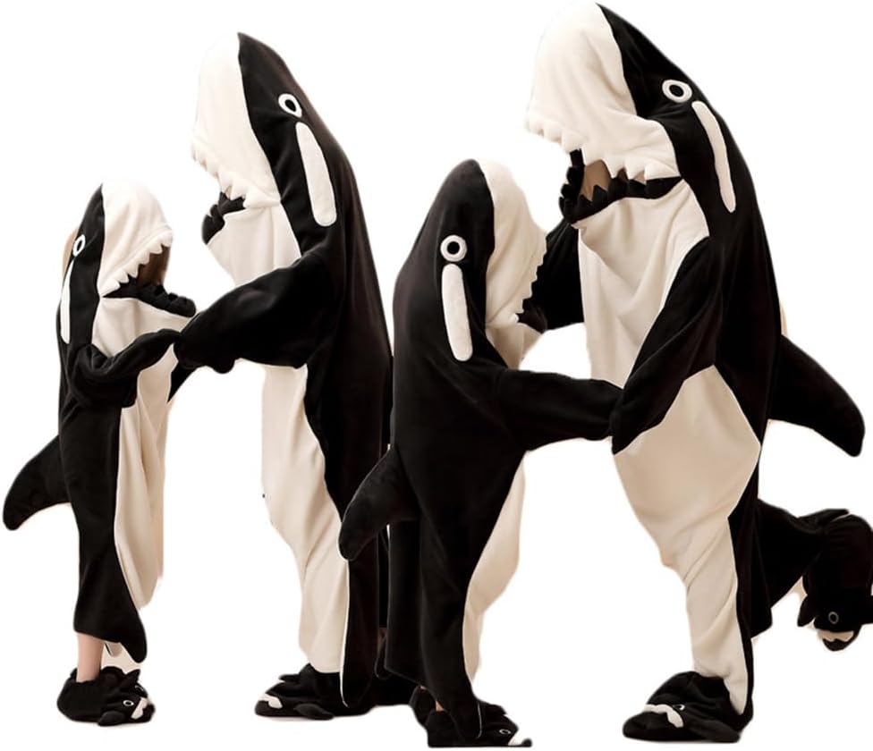 OGU' DEAL Adult Orca Whale Costumes Ocean Animal Cosplay Outfits for Men & Women Aquatic Themed Party Costumes with Shoes