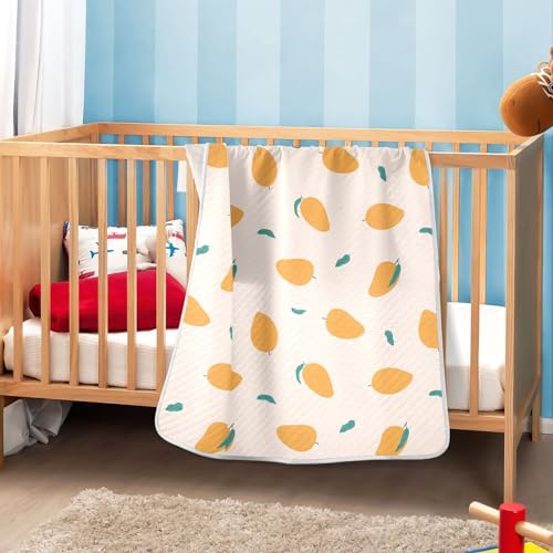 Image of Mango Fruits Orange Leaves Baby Swaddle Blanket for Boys and Girls, Muslin Baby Receiving Swaddle Blanket, Soft Cotton Nursery Swaddling Blankets for Newborn Toddler Infant