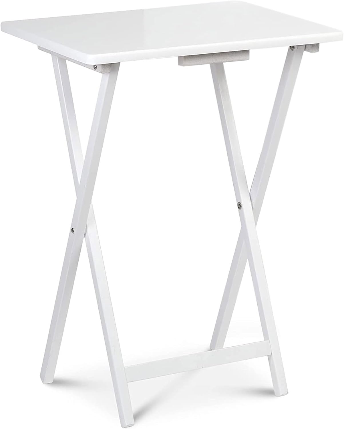 PJ Wood 2 Piece Set, Multifunctional Solid Wood TV Snack Tray Tables for Indoor Use, White