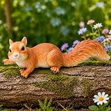 Squirrel Garden Statue Outdoor Decor, 13.8''(L) Squirrels Figurine for Yard Lawn Patio Balcony, Resin Squirrels Sculpture Decoration, Christmas Birthday Squirrels Gifts for Mom, Women (Squirrel-D)