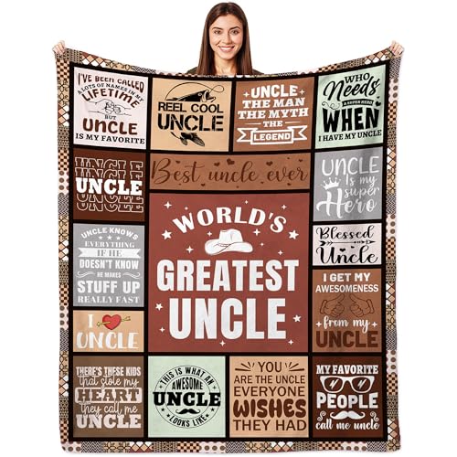 FJAUOQ Uncle Gifts from Niece Nephew, Ideas, Best Uncles Gifts, Christmas Birthday Gift for Uncles, World's Greatest Uncle, coperta morbida 127 x 152 cm