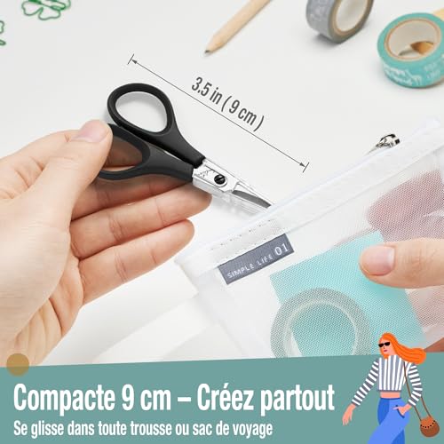 Beaditive Lot de 2 ciseaux de couture et de broderie légers (2 pièces) | couture, broderie, découpe de papier, travaux manuels | Acier inoxydable | Housse de protection (9 cm) – vue 5