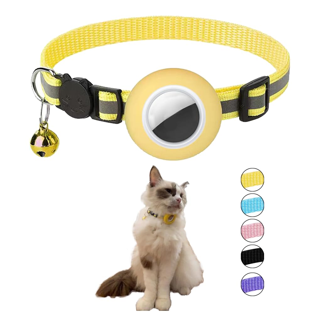 Hepplly Reflective Airtag Cat Collar with Bell and Airtag Holder, Compatible with Airtag