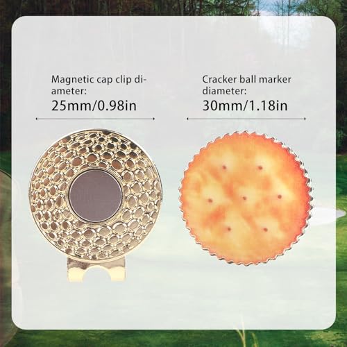 Tinoaly Magnetischer Golfballmarker mit Hutclip, Lustige Süße Cracker-Formen Starker Magnet Golfballmarker Dekorationszubehör für Frauen und Männer Golfer Handschuhe Tasche Kappe