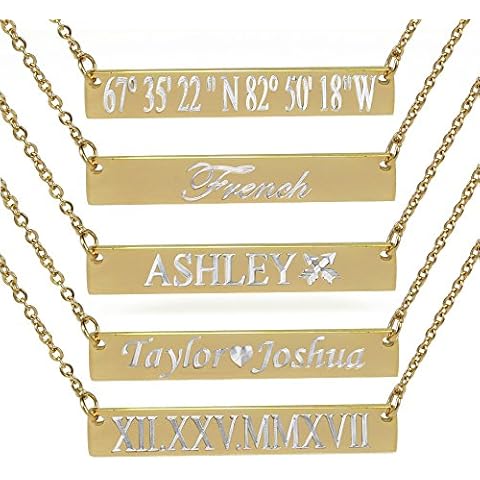ProLuckis 18K Gold plated Personalized Bar Necklace Mother Day Gift for Mom Sorority Necklace Cover