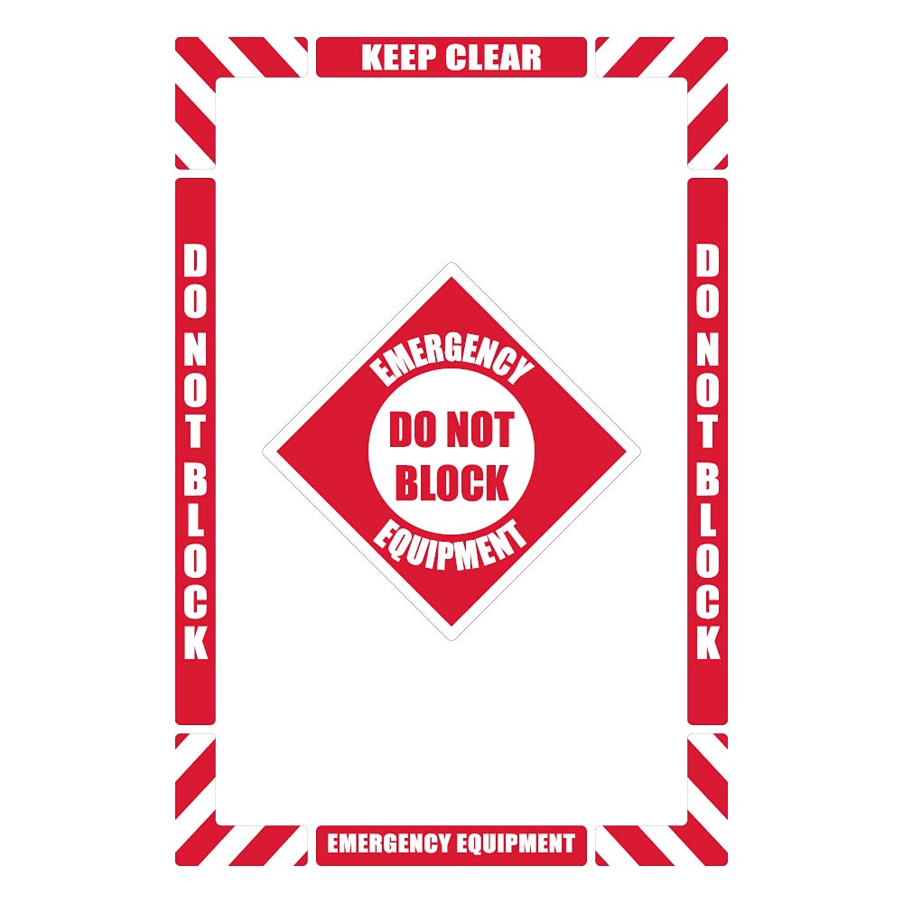 NMC Emergency Equipment Do Not Block, Walk-On Floor Marking Kit with Textured Non-Slip Surface, Configurable (Includes 12 X 12 Center Floor Sign and Marking Strips with Corner Angles), WFK09