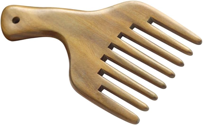 Peine de madera de sándalo natural para dar volumen al cabello rizado 5