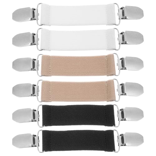 Image of 6 Pcs Adjustable Cinch Clips for Dresses,3 Color Cinch Clips for Women Clothing,Dress Clip Back Cinchs High Elastic Retro Cardigan Clip Shawl,Cardigan Collar,Travel Hat(Black, White,Khaki)