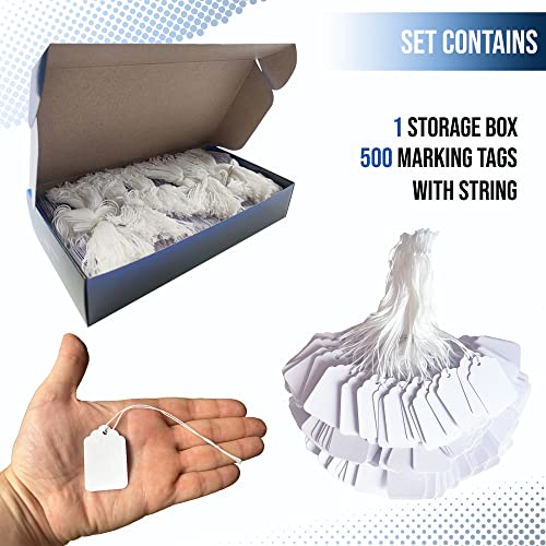 Image of Easytwelve - 500 Pcs White Price Tags with String Attached, Hang Tags for Product, Labeling 1.75 x 1.093 inch