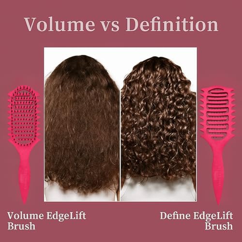 Image of Combelle Curl Defining Brush - 24 cm Vented Detangling & Volumizing Hair Brush for Curly Hair - Vegan Boar Bristles, Ergonomic Handle, Reduces Frizz & Defines Curls (Pink)