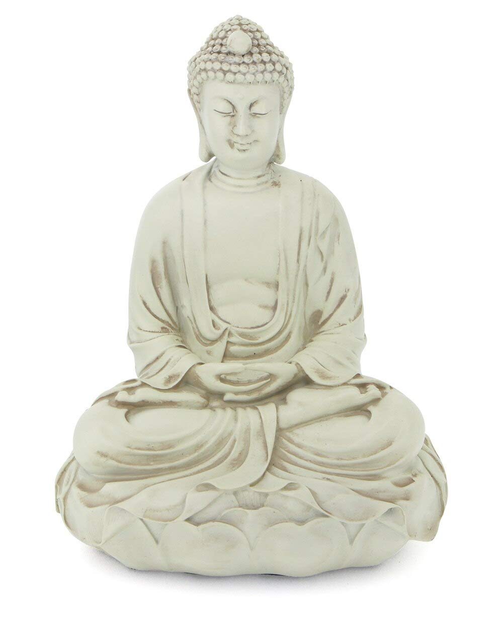 Buddha Groove Cream Serenity Buddha In Meditation Statue, 6.5 Inches Tall