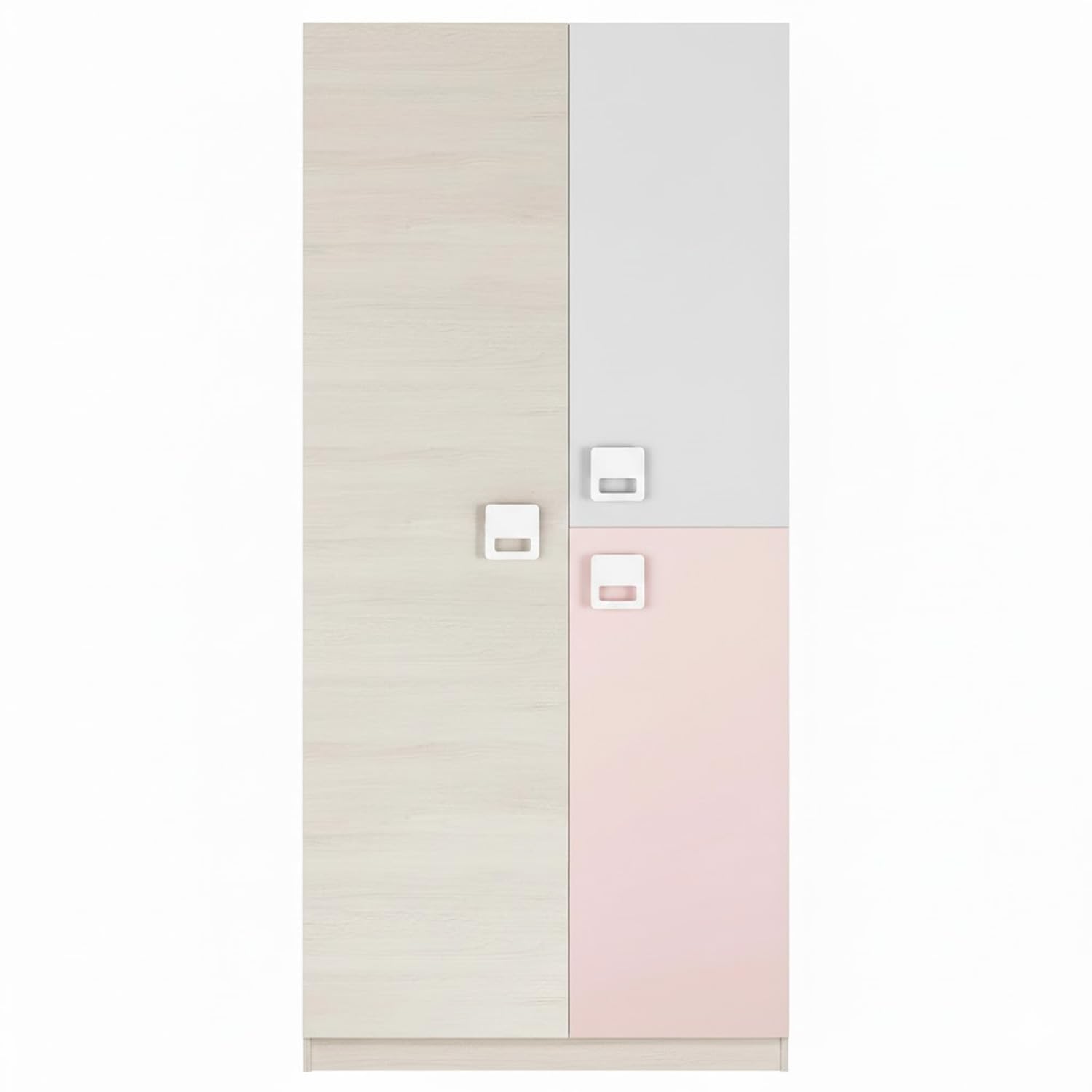 Bricozone Armadio Cameretta Ragazzi 3 Ante 200x90x52 Cm Con Barra Appendiabiti In Alluminio E 3 Ripiani Interni Bianco Alpi Grigio E Rosa Design Moderno Salvaspazio Con Maniglie ABS