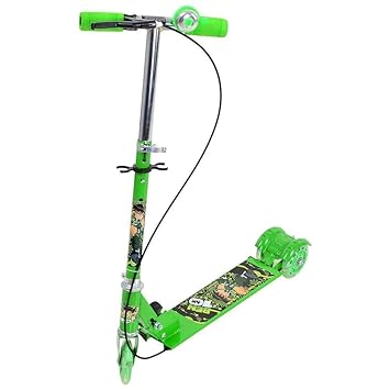 SHREEJIIH 3 Wheeler Foldable Scooter with Brake and Bell, LED on Wheels and Height Adjustable Up to 76cm for Boys and Girls (4 to 7 Years)(Multicolor)