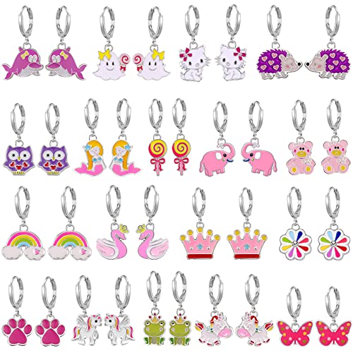 18 Pairs Girls Hypoallergenic Acrylic Dangle Hoop Earrings For Teen Girls Earrings Aesthetic Cute Earrings For Teen Girls Kids Earrings Stick On Earrings For Little Girls Hoop Earrings For Girls #TOP11