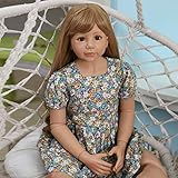 48 inches Realistic Toddler Reborn Dolls Standing Girls Long Blonde Hair Full Body Child Mannequin Vinyl Stand Life Like Doll Girl Model Ball Jointed Doll