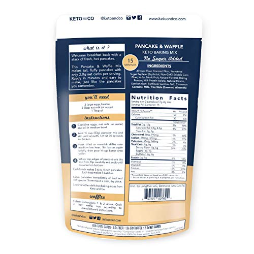 Keto Pancake & Waffle Mix By Keto And Co | Fluffy, Gluten Free, Low Carb Pancakes | 2.0G Net Carbs Per Serving | No Sugar Added | Diabetic & Keto Friendly | Pack Of 6 #TOP3