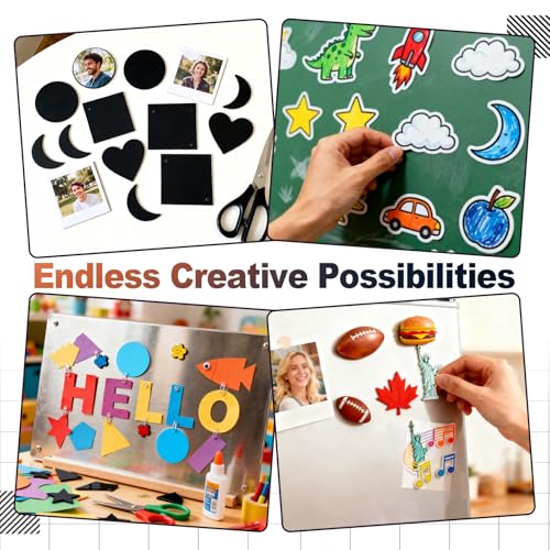 Image of Macarrie 150 Pcs Adhesive Magnetic Sheets 2 x 3 with Adhesive Backing Cuttable Magnetic Paper Stickers Flexible Peel and Stick for Picture Crafts Die Storage Photos