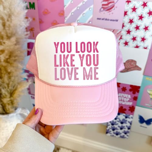 Image of You Look Like You Love Me Trucker Hat Country Song Lyrics Adult Classic 5 Panel Mesh Snapback