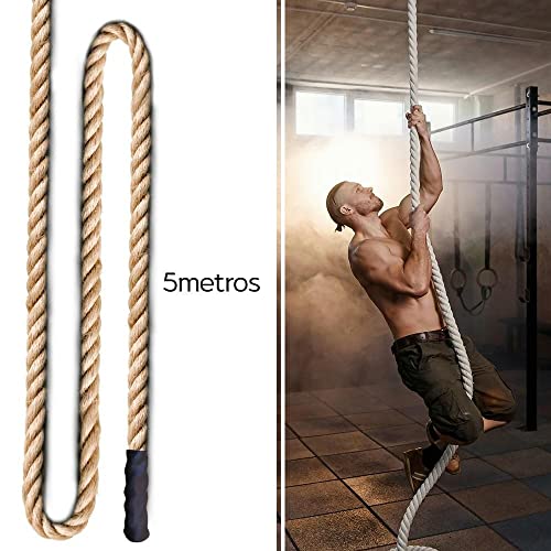 Corda Sisal Rope Climb Com Ancorador 38mm x 5m Escalada academia cross training D1fitness