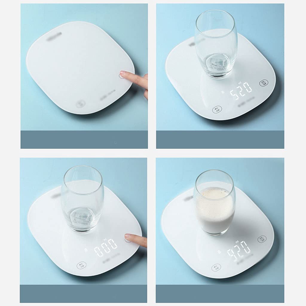 Básculas de Cocina Escala de Cocina, Escala de Alimentos, Adecuado for cocinar for Hornear, Preparación de Comidas, Escala de Gramos electrónicos de 0.2 g / 5kg, Blanco Escala de café
