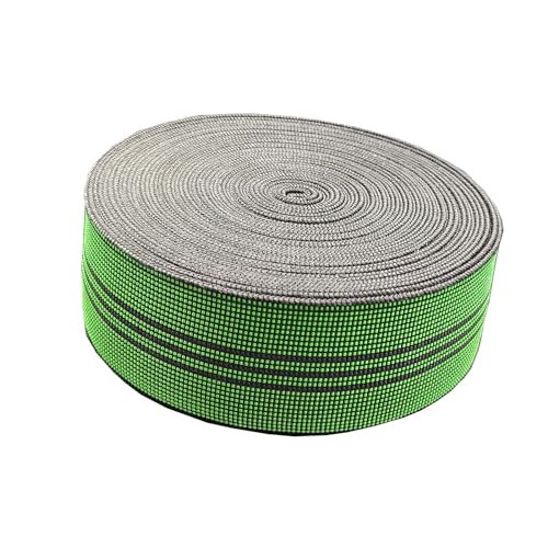 YLM1991 Cincha elástica para tapicería, 5 cm x 20 m, Verde, Tinta unita, Polipropileno, Látex, Polipropileno/100%, Sin patrón, Cinta elástica para tapicería, Cinta