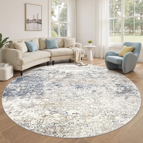 8ft Round Area Rug Living Room Rugs - 8x8 Washable...
