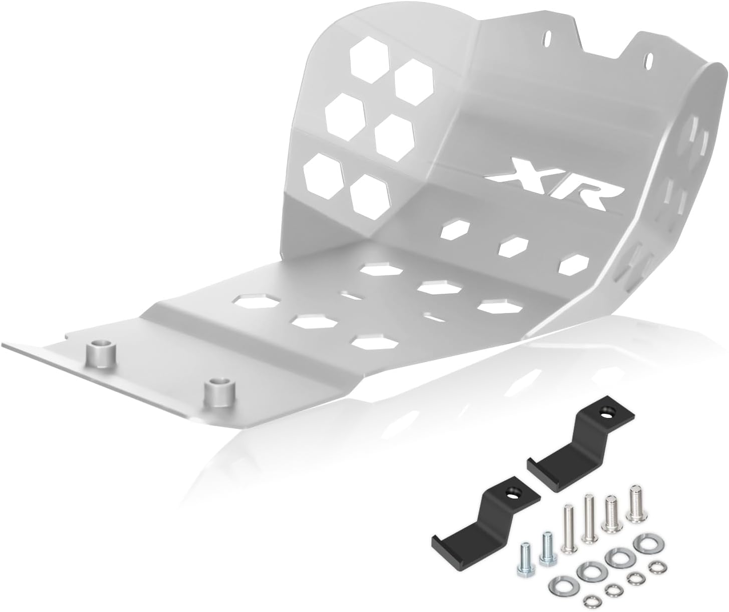 XR650R Skid Plate - Compatible with 2000-2007 XR 650R - Front Skidplate Engine Bash Cover Guard - Thickness Reinforced Strip with Engine Heat Dissipation Holes (Silver)