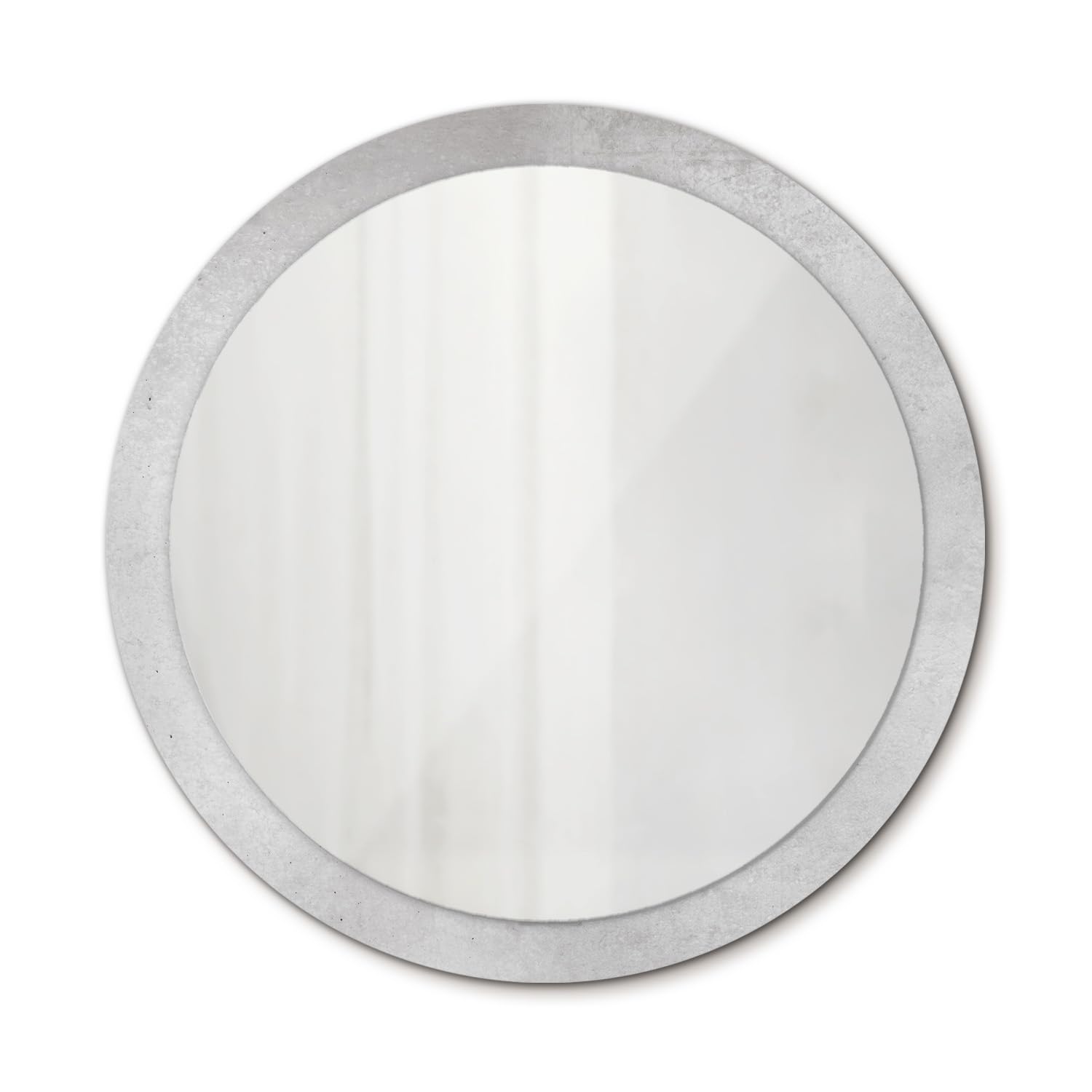 Grand miroir rond 100 cm suspendu effet béton texture moderne sans cadre