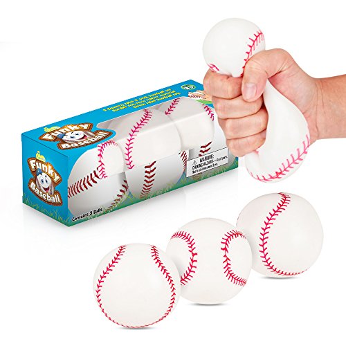 IPIDIPI TOYS Squish and Stick Lumpy Baseballs - 3 Pack - Pull and Stretch Squishy, Hard Moldable Balls for Stress, Tension, or Anxiety Release - Great Toy for Those with Autism or ADHD - Fun Gift