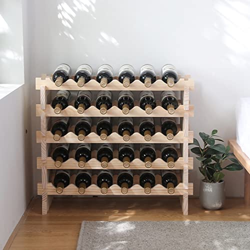 Soporte para botellas de vino de madera sólida 5 niveles 70x30x62 cm miniatura 4