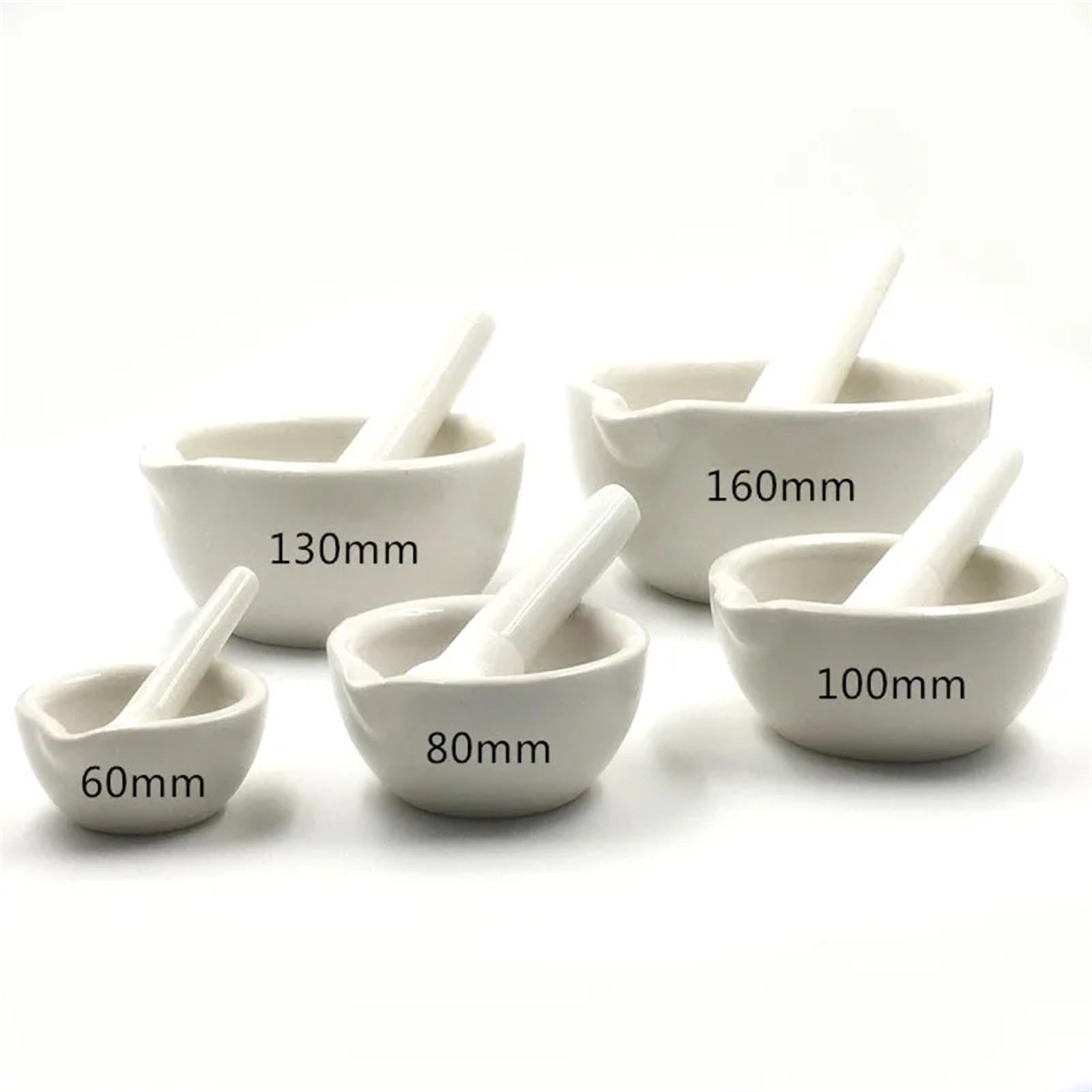 Set Pestello E Mortaio Set di mortaio e pestello in ceramica for uso domestico Ciotole for macinare for spezie da cucina Tè Macinapepe aglio Mini mulini for erbe Mulit Size(130mm)