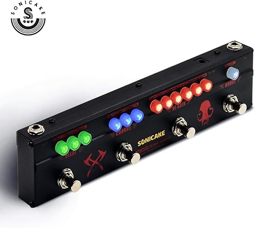 Sonicake Multi Guitar Effect Strip Pedal Sonicbar BLACK HAMMER Combining Moder Heavy Metal Guitar Effects Unit Boost Hi-Gain Distortion Chorus and Delay Effect