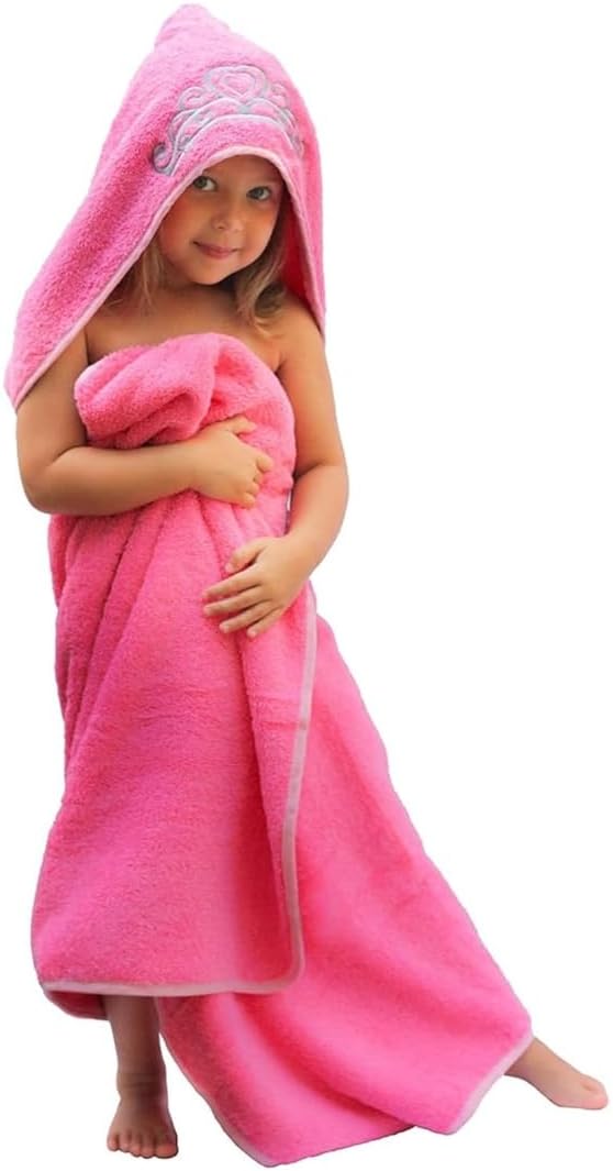 Princess Baby Bath Towel [Pink] Hooded Toddler Towels for Girls Up to 10 Years - Oversized Baby Towel with Super Absorbent 100% Cotton - Soft and Cozy Beach Towel - Full Coverage Kids Bath Towels
