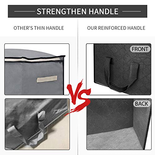 king do way Closet Organizer Clothes Storage Bags Large Capacity Storage Organizers with Reinforced Handle,Stainless Steel Zipper,3 Layer Fabric for Comforters,Bedding,Blankets Clothing Black