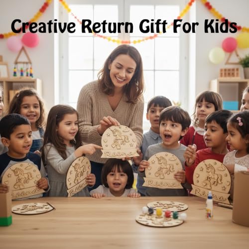 Image of Varenyam Personalized Wooden Name Plate Painting Kit for Kids | DIY Name Plate Board | Creative Art & Craft Gift for Boys & Girls | Birthday Gifts, Return Gifts for Kids (E)