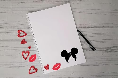 Miniatura 6 de Paquete de 6 calcomanías adhesivas con cara de ratón Magic Castle Kingdom en una variedad de colores y tamaños (2.0 in x 1.6 in, negro)