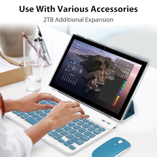 Android 15 Tablet 10 Inch, 18GB RAM+128GB ROM/2TB Expandable Tablet, 2 in 1 Tablets with Keyboard Case Mouse Stylus, 2.0GHz Quad-core CPU, 1280*800 IPS HD Screen, 5G WiFi6 BT 5.0, 8MP Camera Tablet PC - Image 6