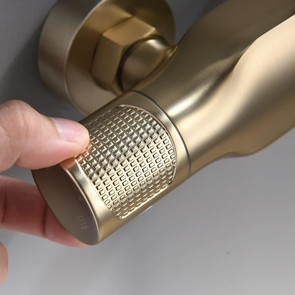 LUNEZY Bathroom Shower Column Set with 10" Shower Head Brass Hot Cold Wall Mounted Shower System Set with Shower Head and PVC Shower Hose