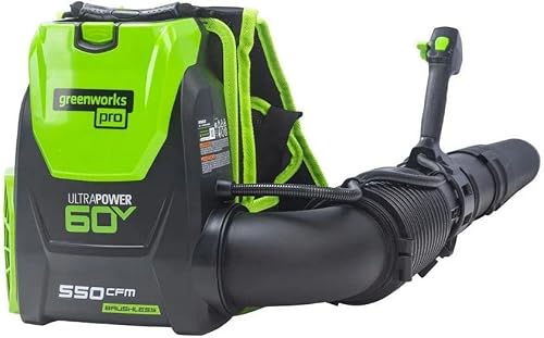 Greenworks Pro 60-Volt Max Lithium Ion 550-CFM 150-MPH Heavy-Duty Brushless Cordless Electric Backpack Leaf Blower (Tool ONLY, Battery and Charger Not Included)