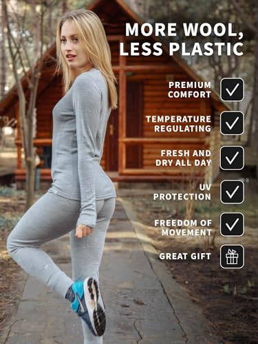 image for Merino.tech Merino Wool Base Layer Women Pants 100% Merino Wool Leggin