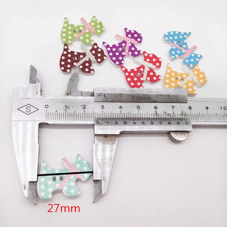 Krizma 50 x Assorted Cute Dog Wooden Buttons 2 Holes for Sewing Scrapbooking Craft - Image 4