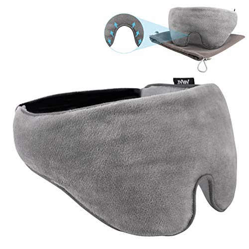 Weighted Eye Mask,Adjustable 3D Contoured Eyeshade Luxury Plush Fabric Soft Breathable Cotton