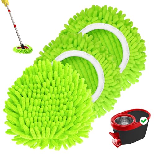 Yeomju Moppköpfe Ersatz, 3er Pack Drehmopp-Auffüllung Ersatzkopf für O-Cedar RinseClean 2-Tank-System, Mikrofaser & Chenille, maschinenwaschbar und sicher für alle Hartflächen