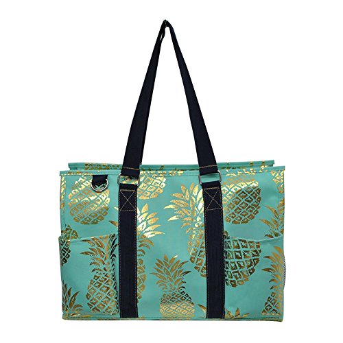NGIL All Purpose Organizer Medium Utility Tote Bag 2018 Spring Collection (Gold Southern Pineapple Mint)