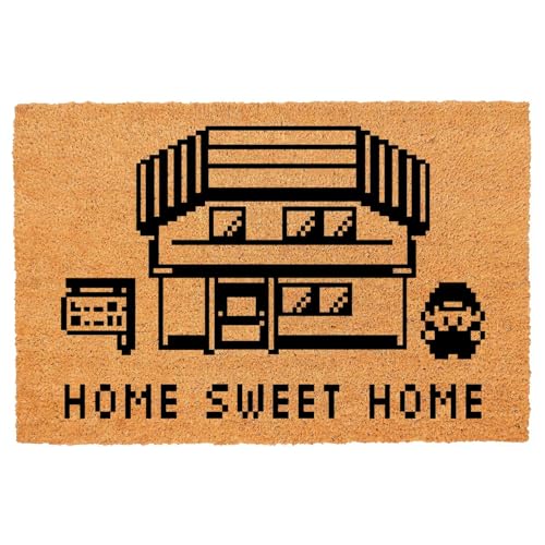 Funny Coir Doormat Welcome Mats with Heavy Duty Front Porch Patio Welcome Mats Entry Natural Coconut Brown Mat Novelty Gift Doormat 23.7 x 15.7 inch (Home Sweet Home)