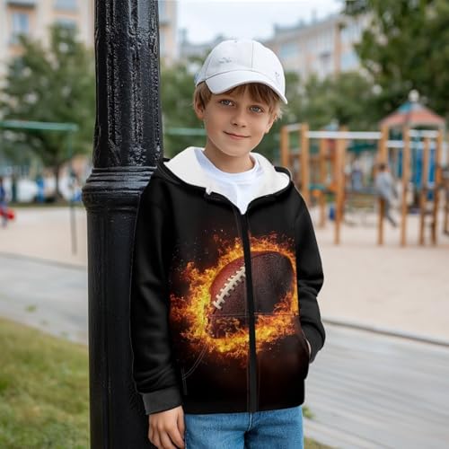 Boys' Ball Theme Sweatshirt Winter Zip-Up Fleece Hooded Hoodie Long Sleeve Cardigan Sweatshirts4