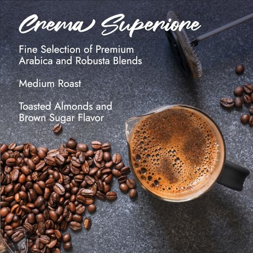 Image of Caffe Borbone Crema Superiore Whole Bean Coffee, Arabica and Robusta Blend, Medium Roast, 2.2 lb Bag (Pack of 6)