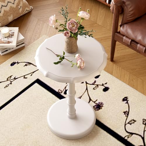 NKGIAG Round Side Table, 100% Solid Wood End Table, 5-Min Assembly, White by NKGIAG - Used condition - Image 3